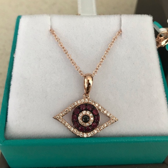 $1,495 EFFY Ruby Evil Eye Rose Gold Necklace NEW - Picture 7 of 8